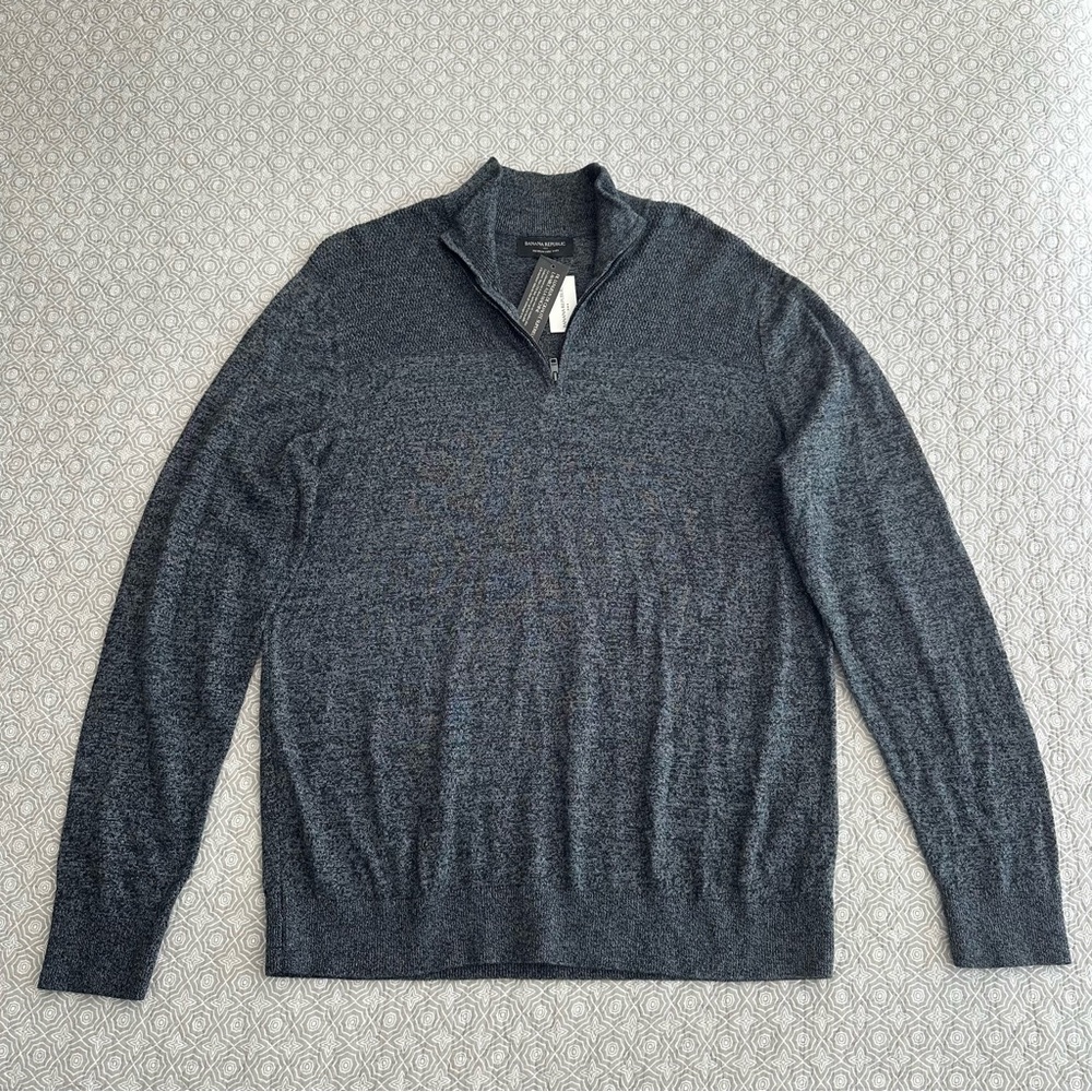 NEW! Banana Republic Men’s Premium Luxe Yarn 1/4 Zip Sweater Charcoal Size L